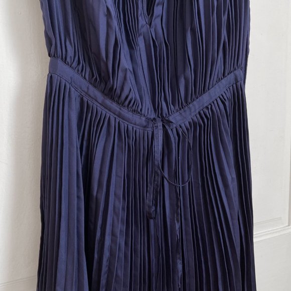 Rachel Comey Dress Long Maxi Silk Navy Blue Mini Pleats Formal Gown 4 - Picture 3 of 13